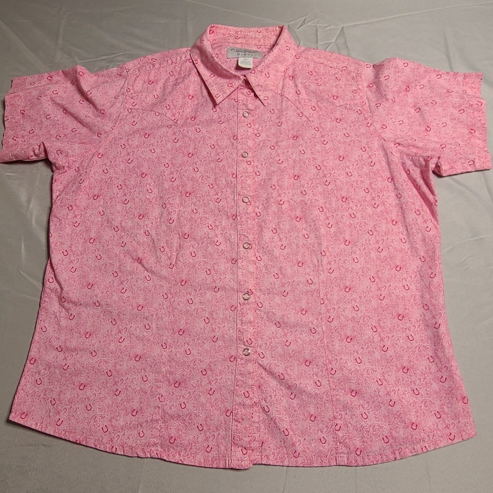 Vtg Wrangler Blues T Shirt 2xl Horseshoe Print  Cowgirl Western Y2k 90's Pink
